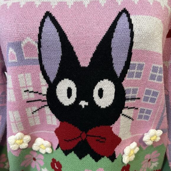 Kikis Delivery Service Sweater Studio Ghibli Jiji Cat Women's Size Med Boxlunch - Picture 2 of 9